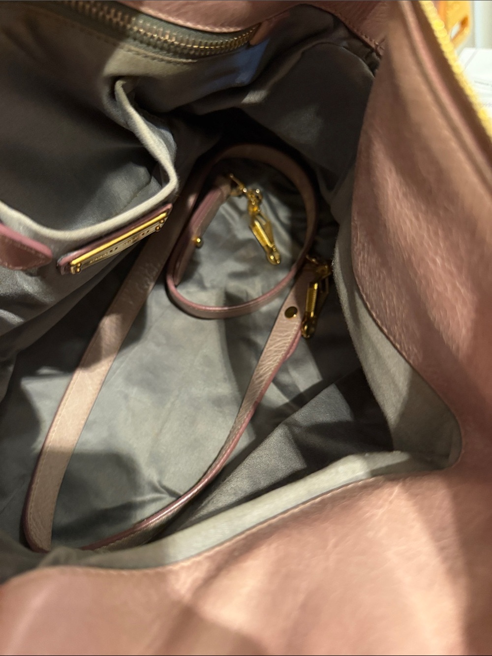Miu Miu Blush Pink/Beige Leather Satchel with Gold Hardware - Picture 12 of 15